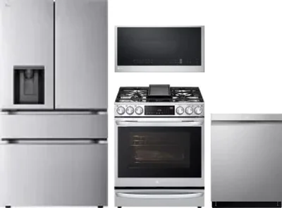 4 Piece Package Includes Refrigerator, Range, Microwave And Dishwasher