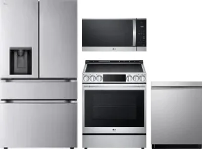 4 Piece Package Includes Refrigerator, Range, Microwave And Dishwasher