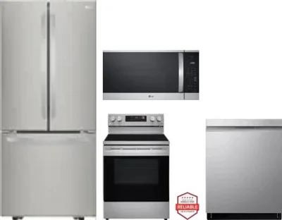 4 Piece Package Includes Refrigerator, Range, Microwave And Dishwasher