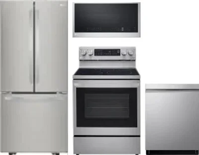 4 Piece Package Includes Refrigerator, Range, Microwave And Dishwasher