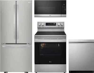 4 Piece Package Includes Refrigerator, Range, Microwave And Dishwasher
