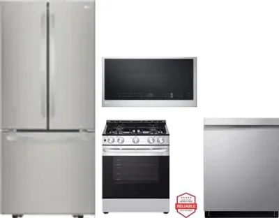 4 Piece Package Includes Refrigerator, Range, Microwave And Dishwasher