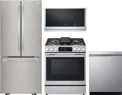 4 Piece Package Includes Refrigerator, Range, Microwave And Dishwasher