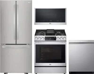 4 Piece Package Includes Refrigerator, Range, Microwave And Dishwasher