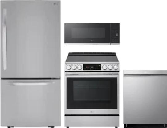 4 Piece Package Includes Refrigerator, Range, Microwave And Dishwasher
