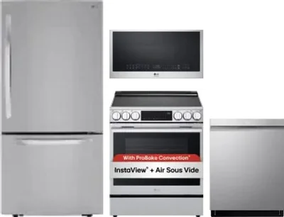 4 Piece Package Includes Refrigerator, Range, Microwave And Dishwasher