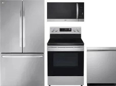 4 Piece Package Includes Refrigerator, Range, Microwave And Dishwasher