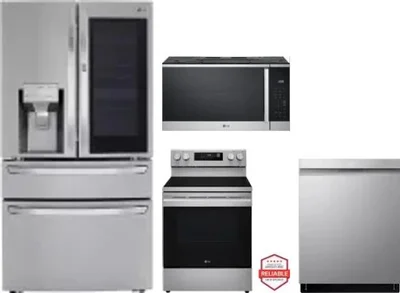 4 Piece Package Includes Refrigerator, Range, Microwave And Dishwasher