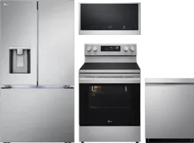 4 Piece Package Includes Refrigerator, Range, Microwave And Dishwasher