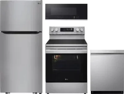 4 Piece Package Includes Refrigerator, Range, Microwave And Dishwasher
