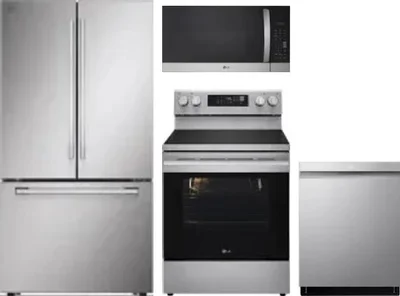 4 Piece Package Includes Refrigerator, Range, Microwave And Dishwasher