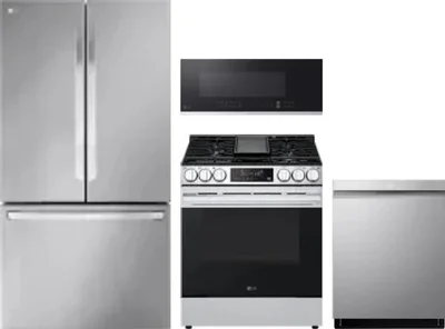 4 Piece Package Includes Refrigerator, Range, Microwave And Dishwasher