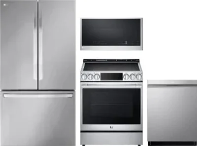 4 Piece Package Includes Refrigerator, Range, Microwave And Dishwasher