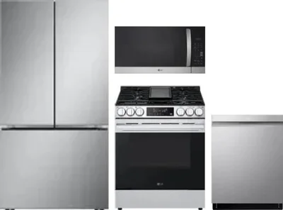 4 Piece Package Includes Refrigerator, Range, Microwave And Dishwasher