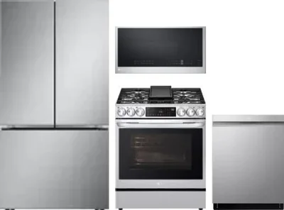 4 Piece Package Includes Refrigerator, Range, Microwave And Dishwasher