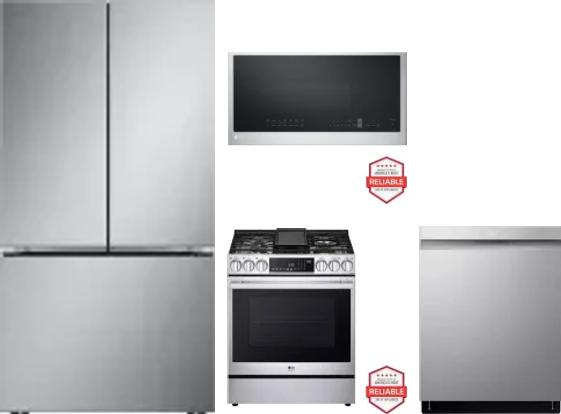 4 Piece Package Includes Refrigerator, Range, Microwave And Dishwasher