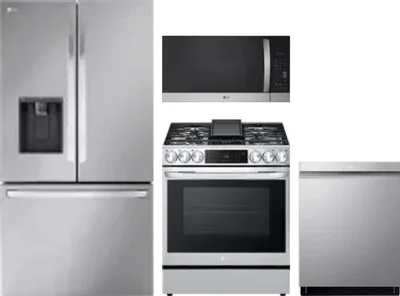 4 Piece Package Includes Refrigerator, Range, Microwave And Dishwasher
