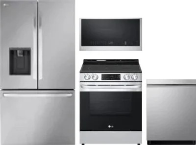 4 Piece Package Includes Refrigerator, Range, Microwave And Dishwasher