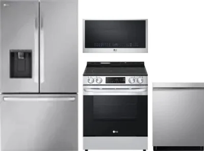 4 Piece Package Includes Refrigerator, Range, Microwave And Dishwasher