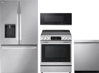 4 Piece Package Includes Refrigerator, Range, Microwave And Dishwasher