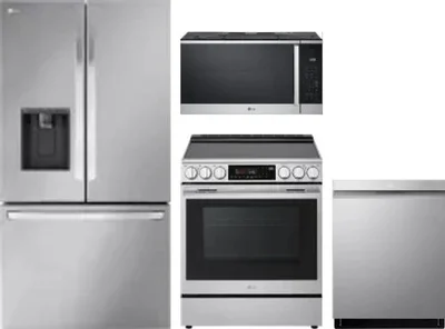4 Piece Package Includes Refrigerator, Range, Microwave And Dishwasher
