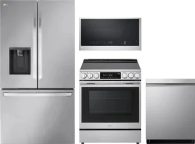 4 Piece Package Includes Refrigerator, Range, Microwave And Dishwasher