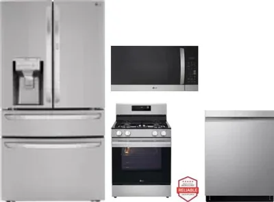 4 Piece Package Includes Refrigerator, Range, Microwave And Dishwasher