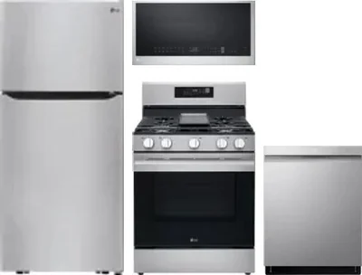 4 Piece Package Includes Refrigerator, Range, Microwave And Dishwasher