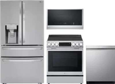 4 Piece Package Includes Refrigerator, Range, Microwave And Dishwasher