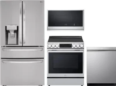 4 Piece Package Includes Refrigerator, Range, Microwave And Dishwasher