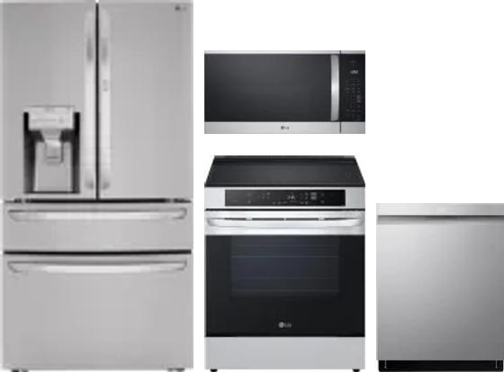 4 Piece Package Includes Refrigerator, Range, Microwave And Dishwasher