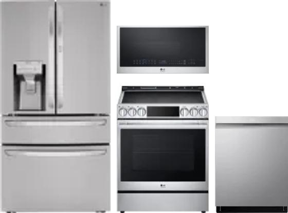 4 Piece Package Includes Refrigerator, Range, Microwave And Dishwasher
