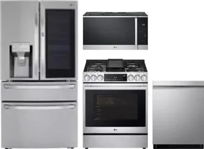 4 Piece Package Includes Refrigerator, Range, Microwave And Dishwasher