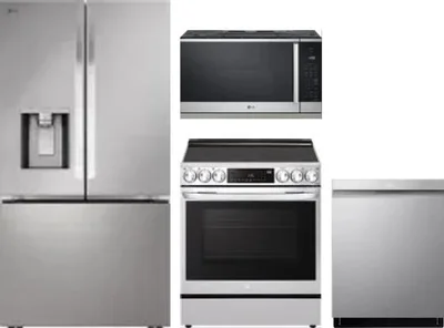 4 Piece Package Includes Refrigerator, Range, Microwave And Dishwasher