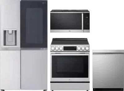4 Piece Package Includes Refrigerator, Range, Microwave And Dishwasher
