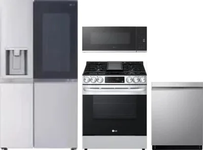 4 Piece Package Includes Refrigerator, Range, Microwave And Dishwasher