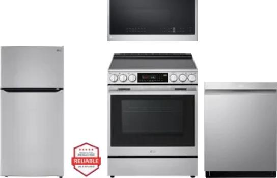 4 Piece Package Includes Refrigerator, Range, Microwave And Dishwasher