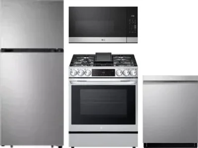 4 Piece Package Includes Refrigerator, Range, Microwave And Dishwasher