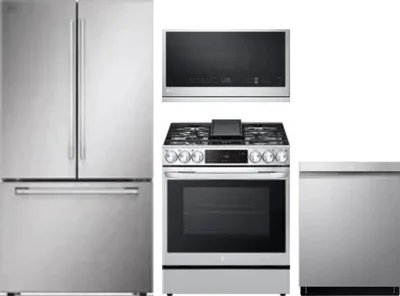 4 Piece Package Includes Refrigerator, Range, Microwave And Dishwasher