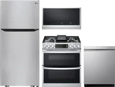 4 Piece Package Includes Refrigerator, Range, Microwave And Dishwasher