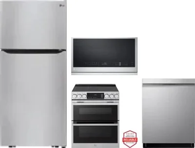 4 Piece Package Includes Refrigerator, Range, Microwave And Dishwasher