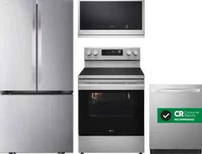 4 Piece Package Includes Refrigerator, Range, Microwave And Dishwasher