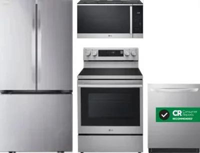 4 Piece Package Includes Refrigerator, Range, Microwave And Dishwasher