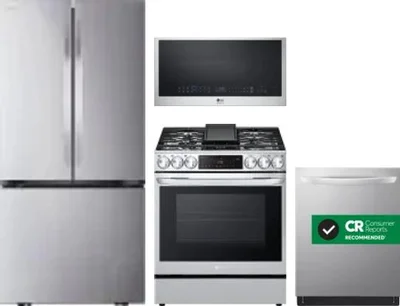 4 Piece Package Includes Refrigerator, Range, Microwave And Dishwasher