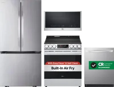 4 Piece Package Includes Refrigerator, Range, Microwave And Dishwasher