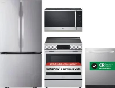 4 Piece Package Includes Refrigerator, Range, Microwave And Dishwasher