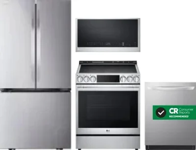 4 Piece Package Includes Refrigerator, Range, Microwave And Dishwasher