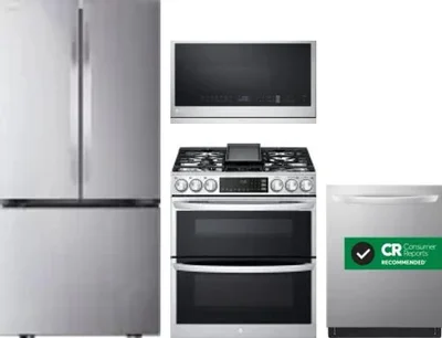 4 Piece Package Includes Refrigerator, Range, Microwave And Dishwasher