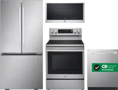 4 Piece Package Includes Refrigerator, Range, Microwave And Dishwasher