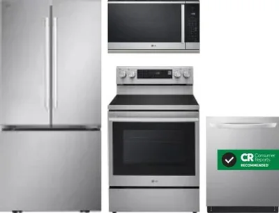 4 Piece Package Includes Refrigerator, Range, Microwave And Dishwasher